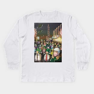 Retro Scooter, Classic Scooter, Scooterist, Scootering, Scooter Rider, Mod Art Kids Long Sleeve T-Shirt